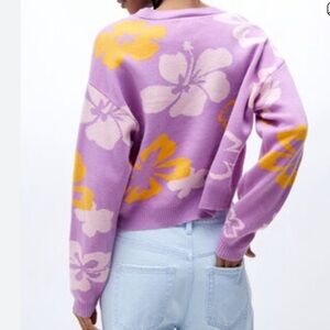 PacSun Purple Floral Women's Sweater